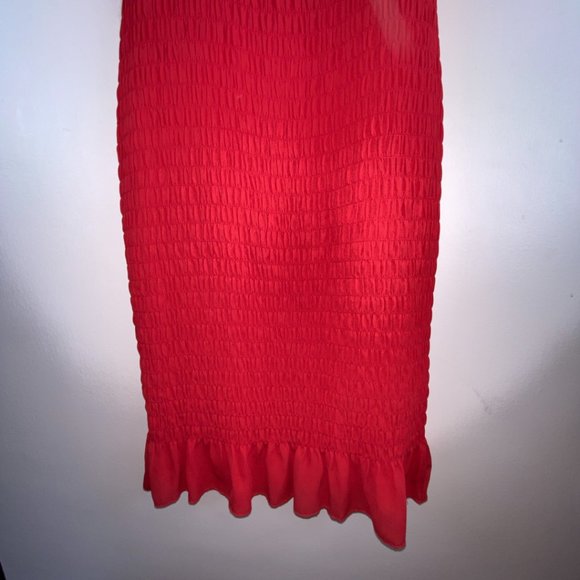 Francesca's Trixxi Puff Sleeve Smocked Long Midi Dress Ruffled Size Small/Medium - Picture 4 of 8